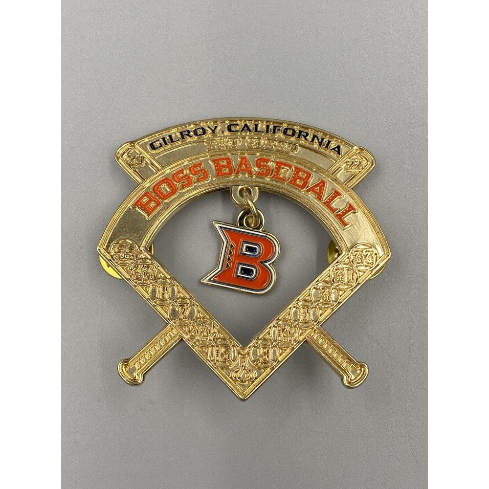 Gold Colored Gilroy California BOSS Baseball Pin Brooch
